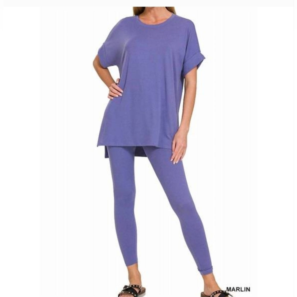 Zenana Outfitters Purple Top and Leggings Set